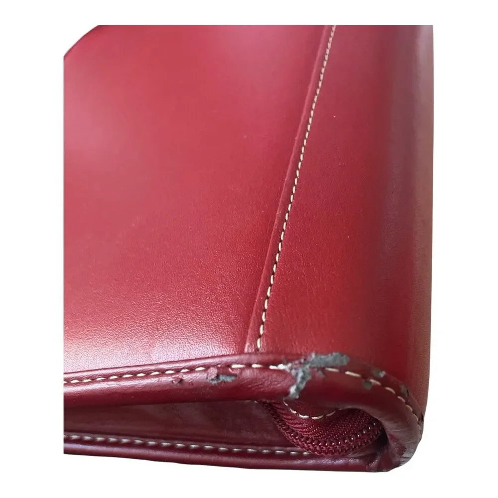 Franklin Covey Red Medium Zip Around 7 Ring Planner Binder Organizer 10x8